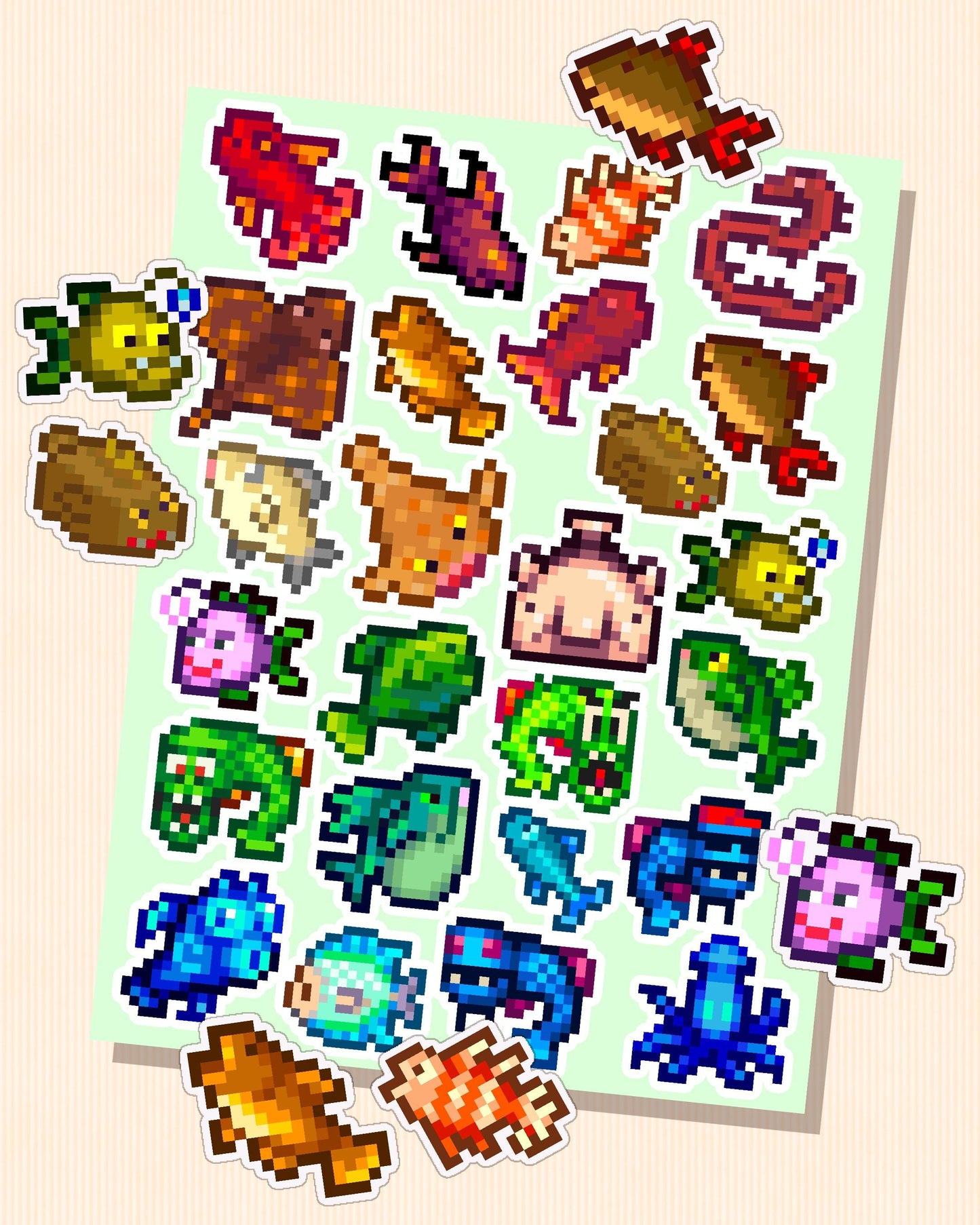 Stardew Valley Fish Sticker Sheet Collection | SDV Fishing Stickers, Regular, Rare, Legendary Fish, Bundle Available
