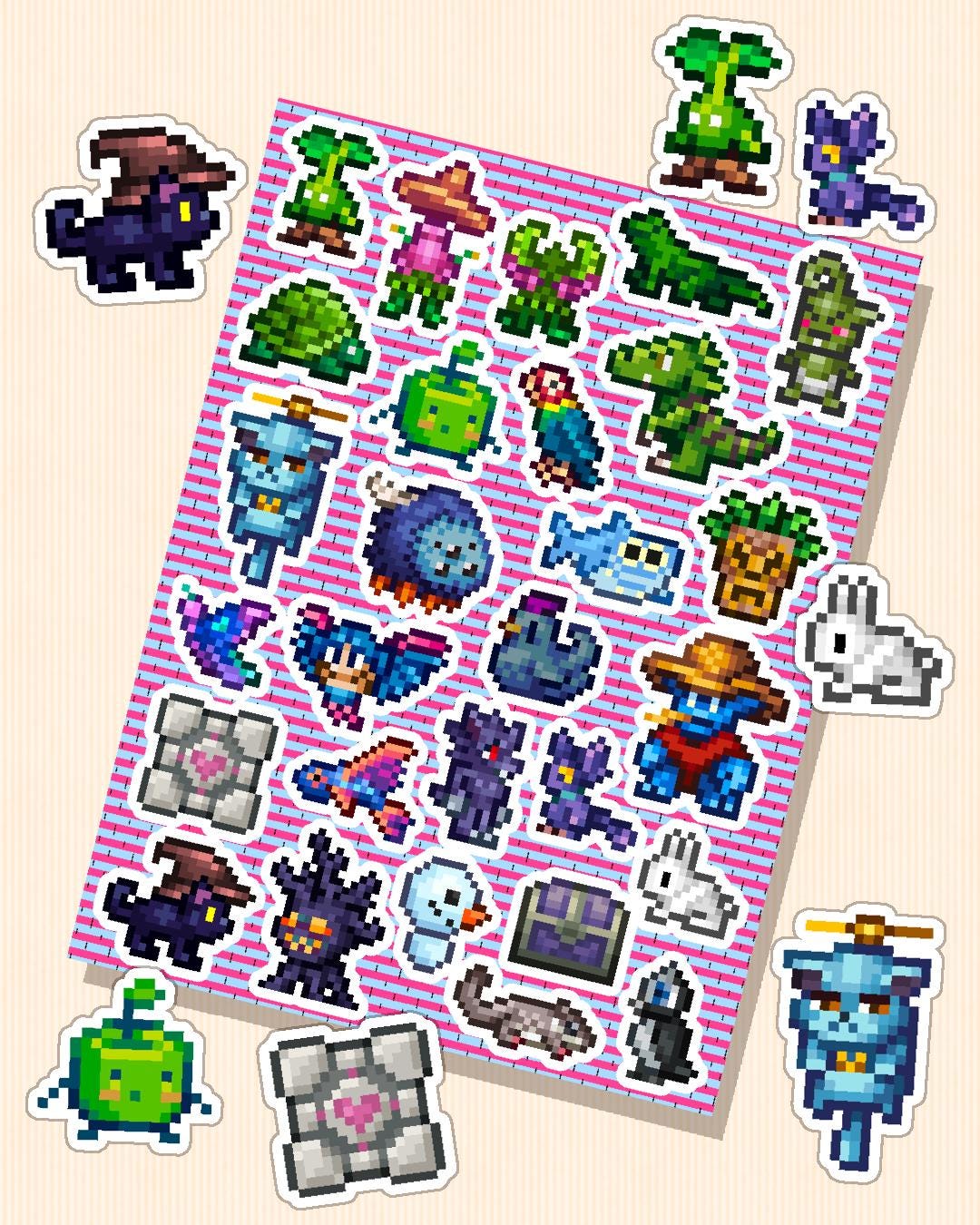 Terraria Pets Sticker Sheets | Cute Companion Stickers Inspired by Terraria Universe - Perfect for Fans of Cozy Adventures and Collectibles
