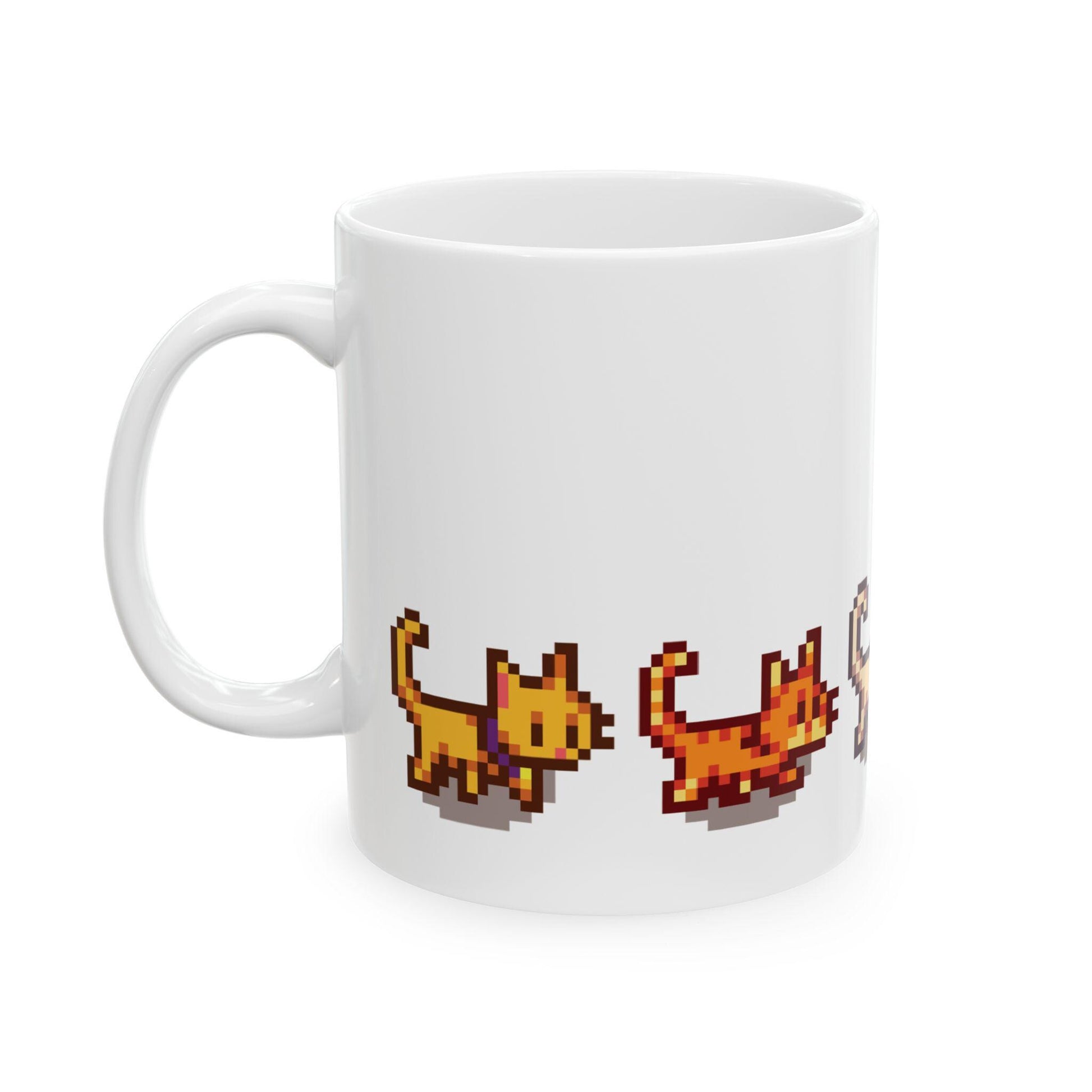 Stardew Valley Cat Parade Mug - 11oz Ceramic Coffee Cup, Cute SDV Cozy Gamer Gift, Farmhouse Cat Lover Gift, Dishwasher & Microwave Safe