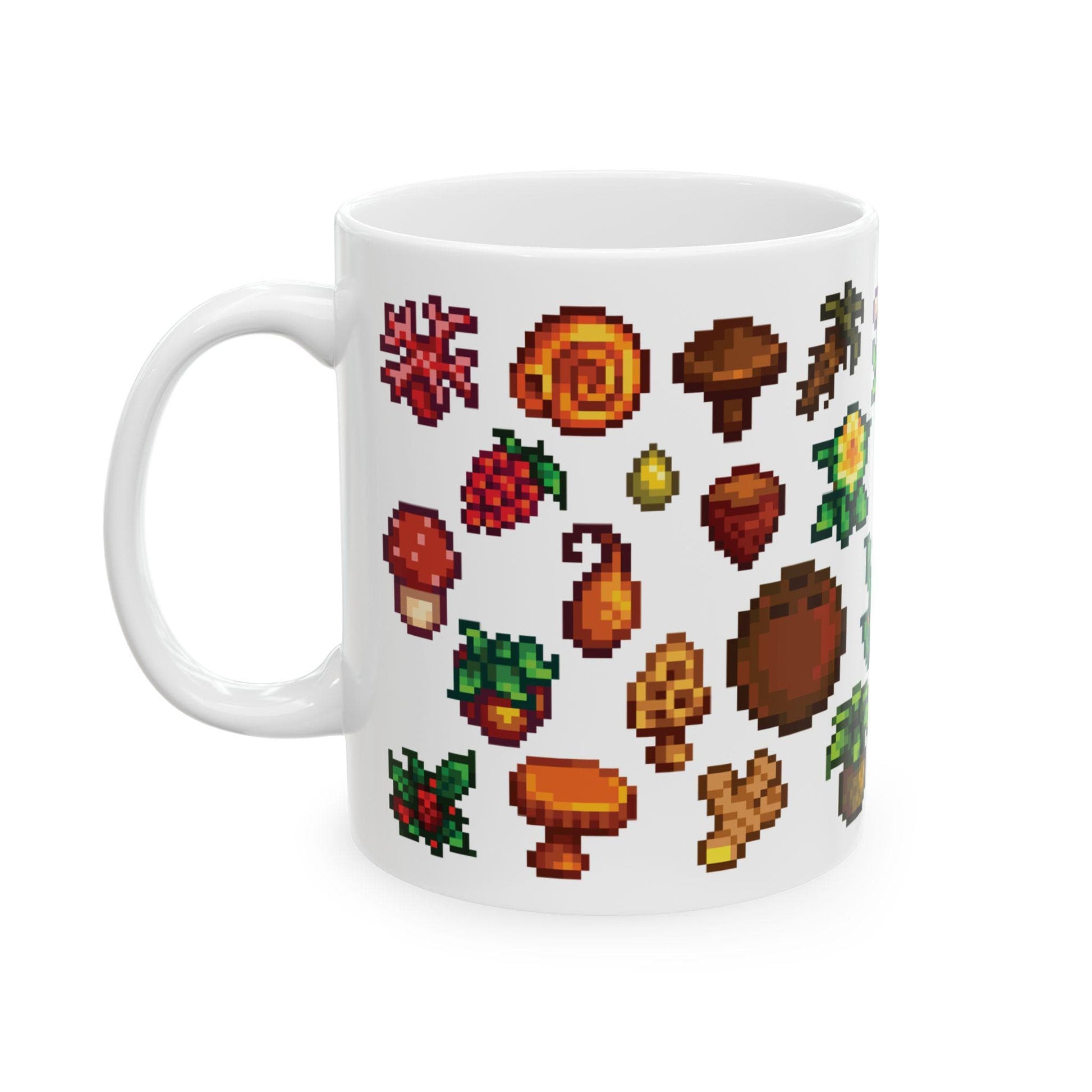 Stardew Valley Foraging Mug - All Forage Items, Cozy Gamer Gift, Cottagecore Farm Aesthetic, Farmer Life Coffee Mug Mushroom Beach Collector