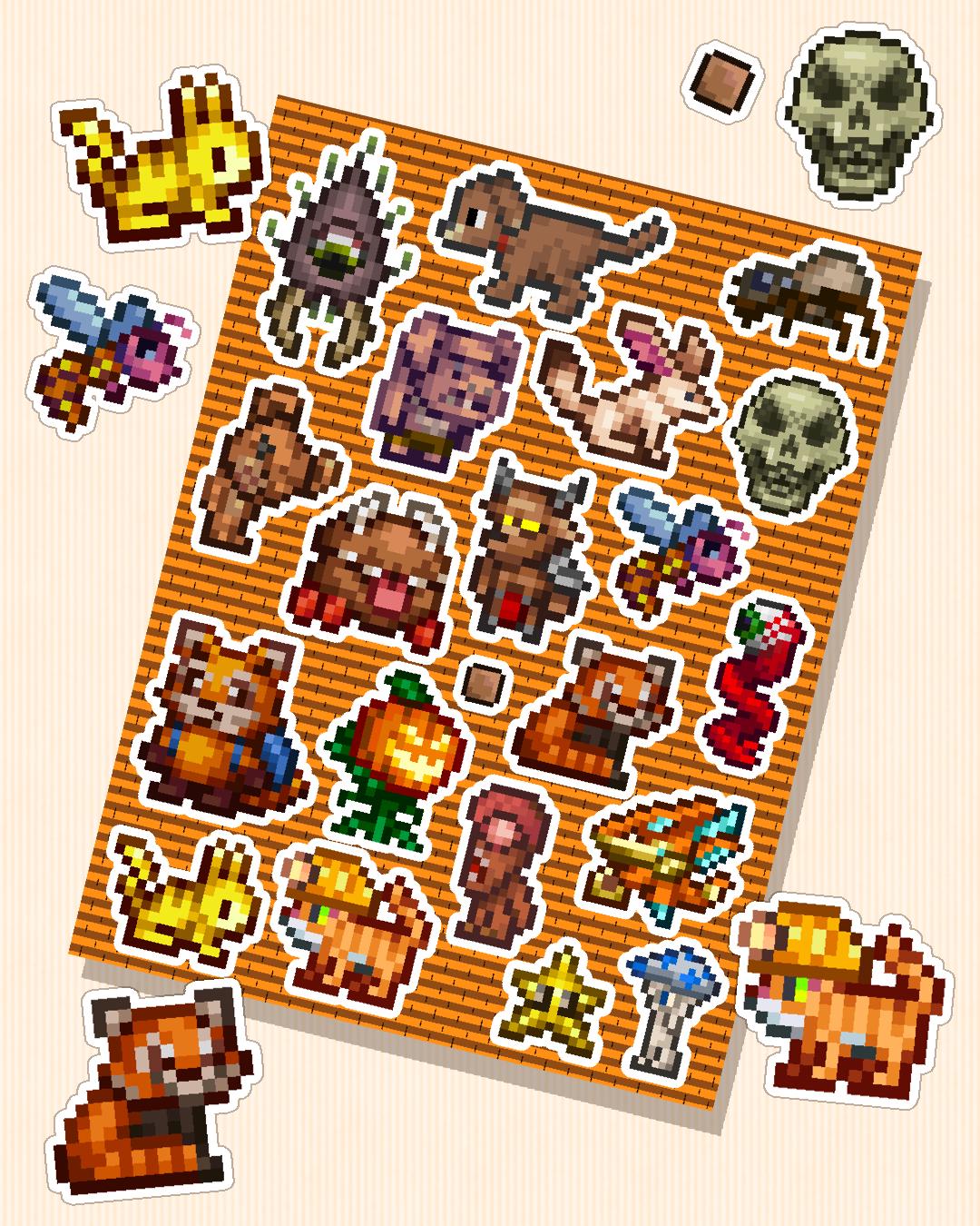 Terraria Pets Sticker Sheets | Cute Companion Stickers Inspired by Terraria Universe - Perfect for Fans of Cozy Adventures and Collectibles