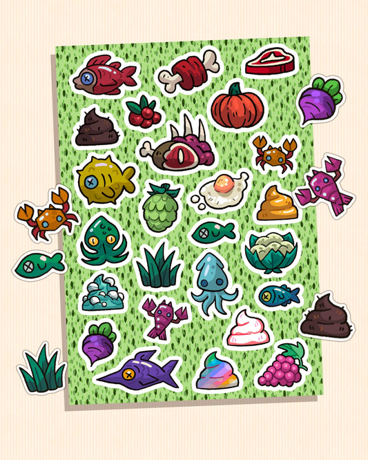 Cult of the Lamb Food Sticker Collection CotL – Complete Collection of Meal Crafting Items | Perfect for Planners, Journals & Gifts
