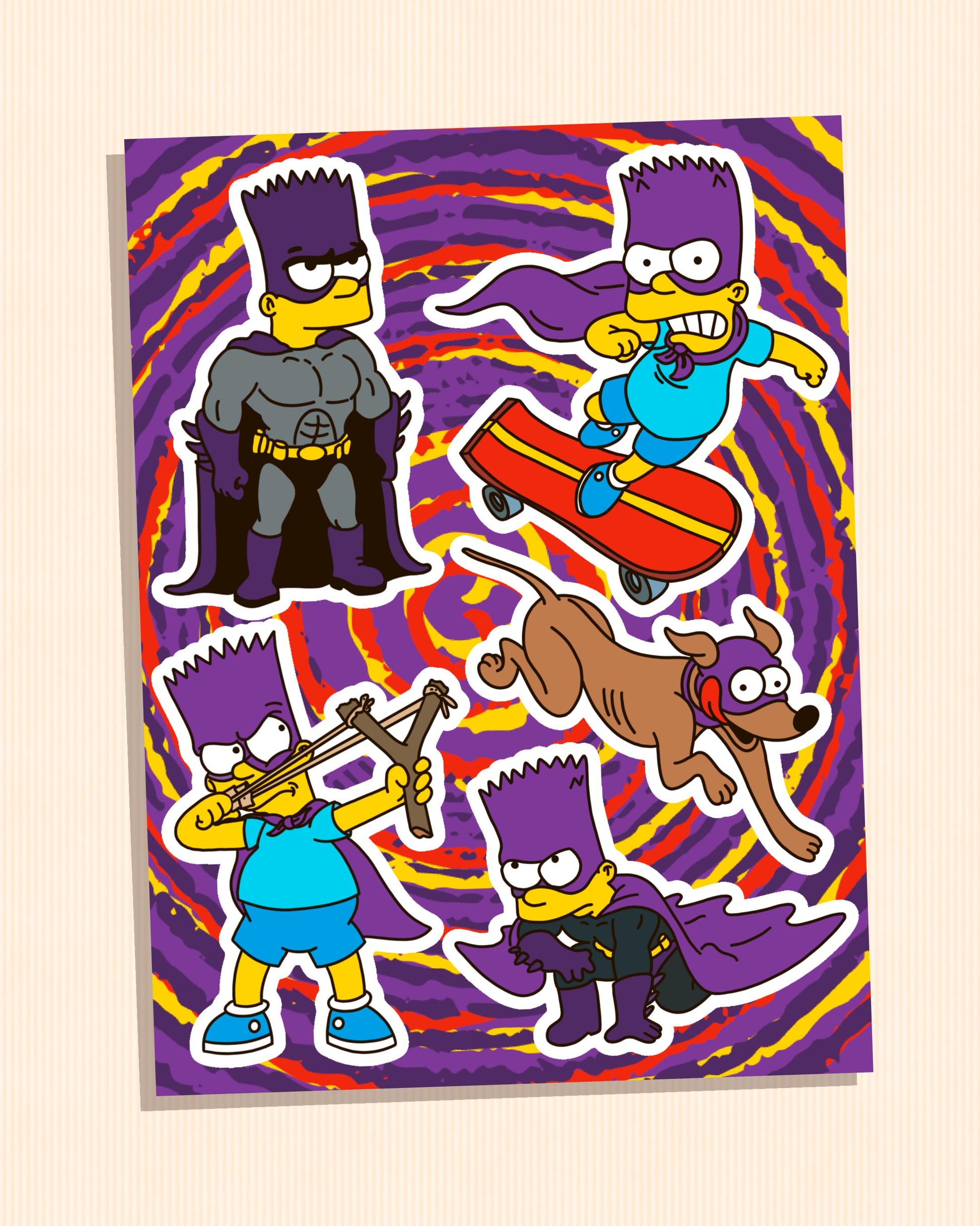 Retro Cartoon Superhero Sticker Sheet | Nostalgic Stickers for Fans of 90s Animation - Skateboard Dog Hero Slingshot Brat