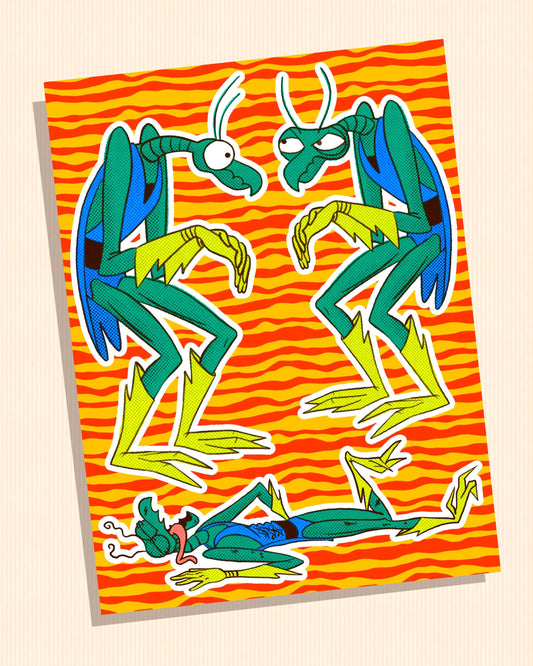 Retro Cartoon Zorak Sticker Sheet | 90s Animation Nostalgic Stickers for Fans of The Brak Show, Brat Prey Mantis, Classic TV Characters