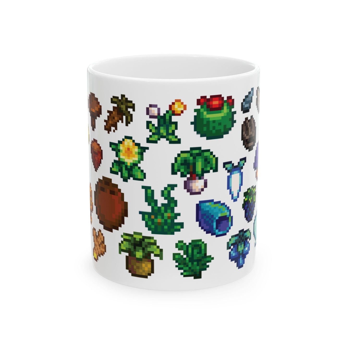 Stardew Valley Foraging Mug - All Forage Items, Cozy Gamer Gift, Cottagecore Farm Aesthetic, Farmer Life Coffee Mug Mushroom Beach Collector