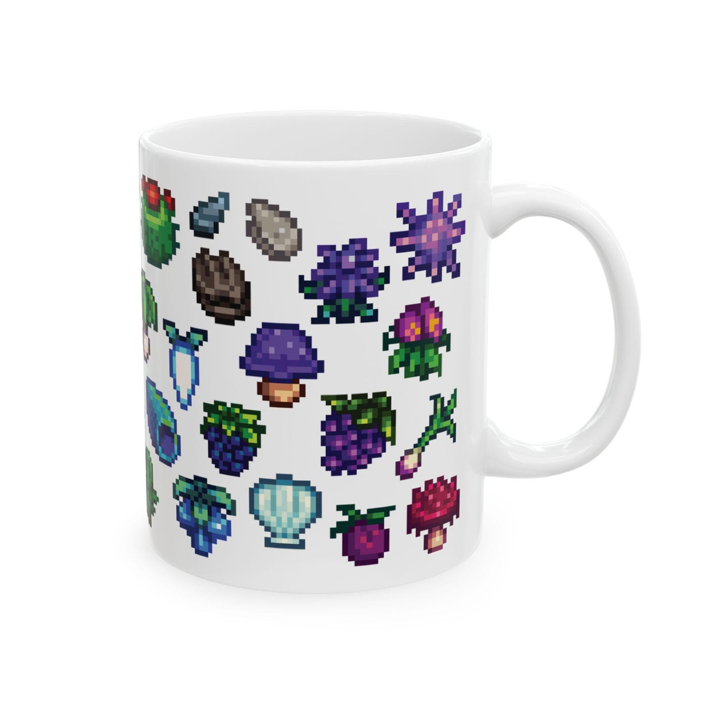Stardew Valley Foraging Mug - All Forage Items, Cozy Gamer Gift, Cottagecore Farm Aesthetic, Farmer Life Coffee Mug Mushroom Beach Collector