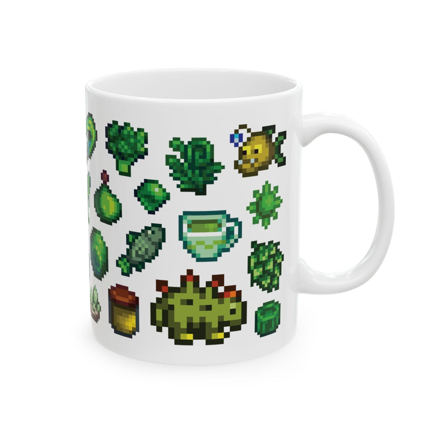 Stardew Valley Green Aesthetic Mug - Dinosaur, Sushi, Crops, Strange Doll, Wumpus, Funny Fish, Green Tea