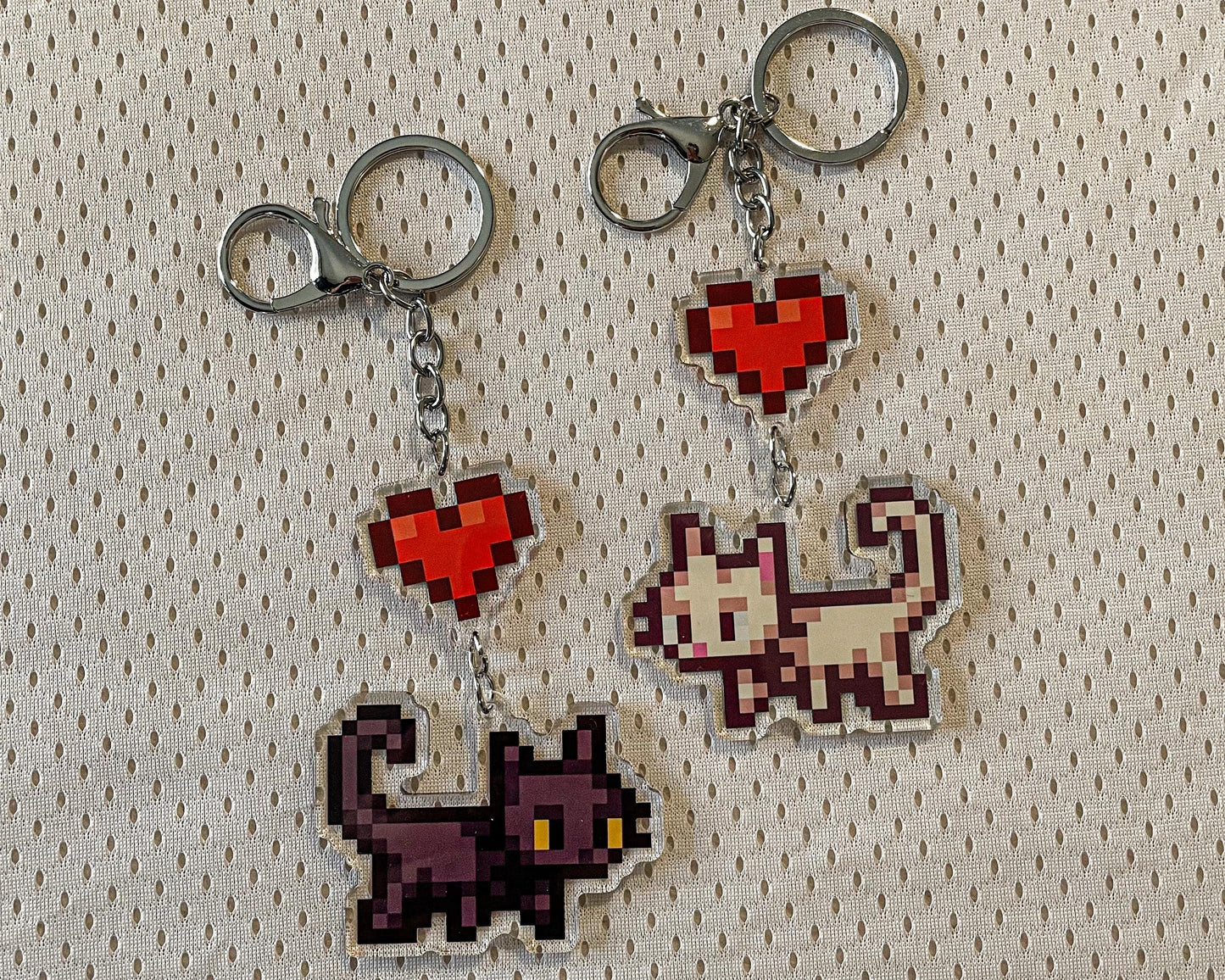 Stardew Valley Black and White Cat Key Chain Bag Charm | Double-Sided Cat Accessory - Cute Kitten