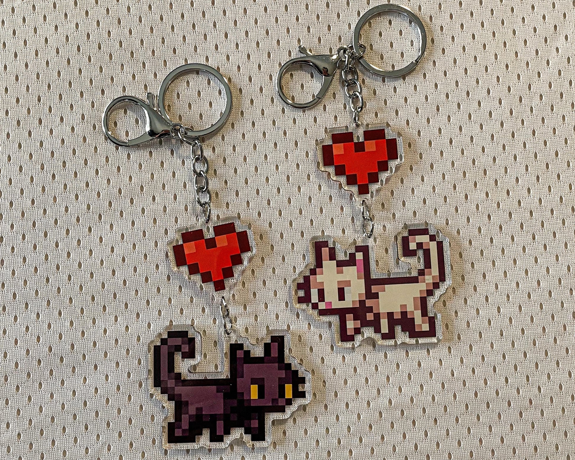 Stardew Valley Black and White Cat Key Chain Bag Charm | Double-Sided Cat Accessory - Cute Kitten