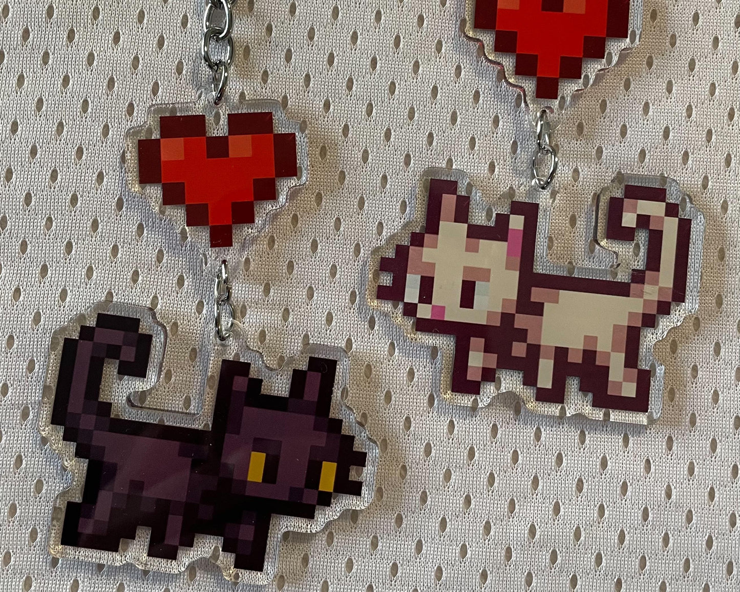 Stardew Valley Black and White Cat Key Chain Bag Charm | Double-Sided Cat Accessory - Cute Kitten