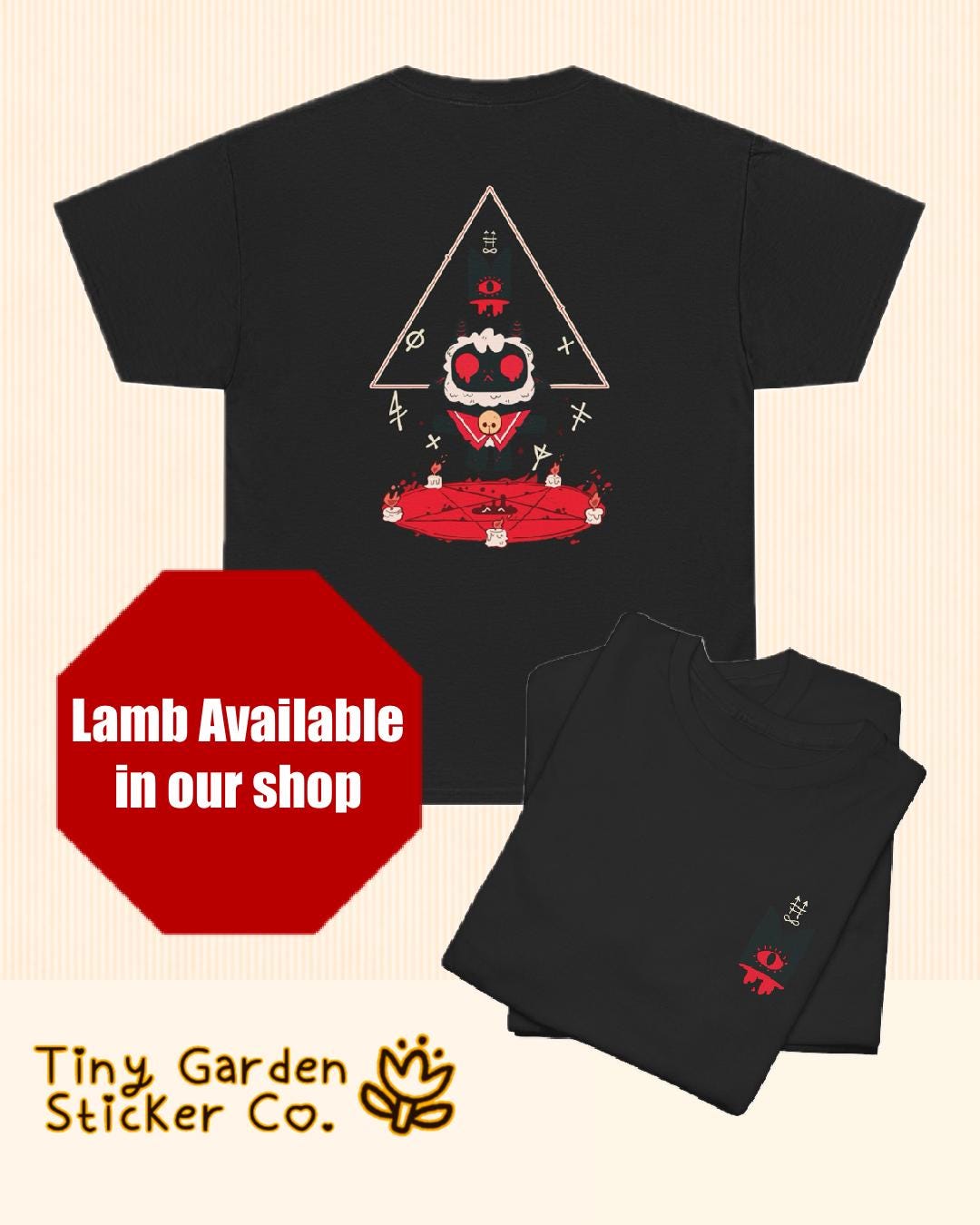 Cult of the Lamb - Blood Ritual (Goat Version) Unisex T-Shirt | COTL Inspired Graphic Tee, Occult Back Print, Crown Chest Detail