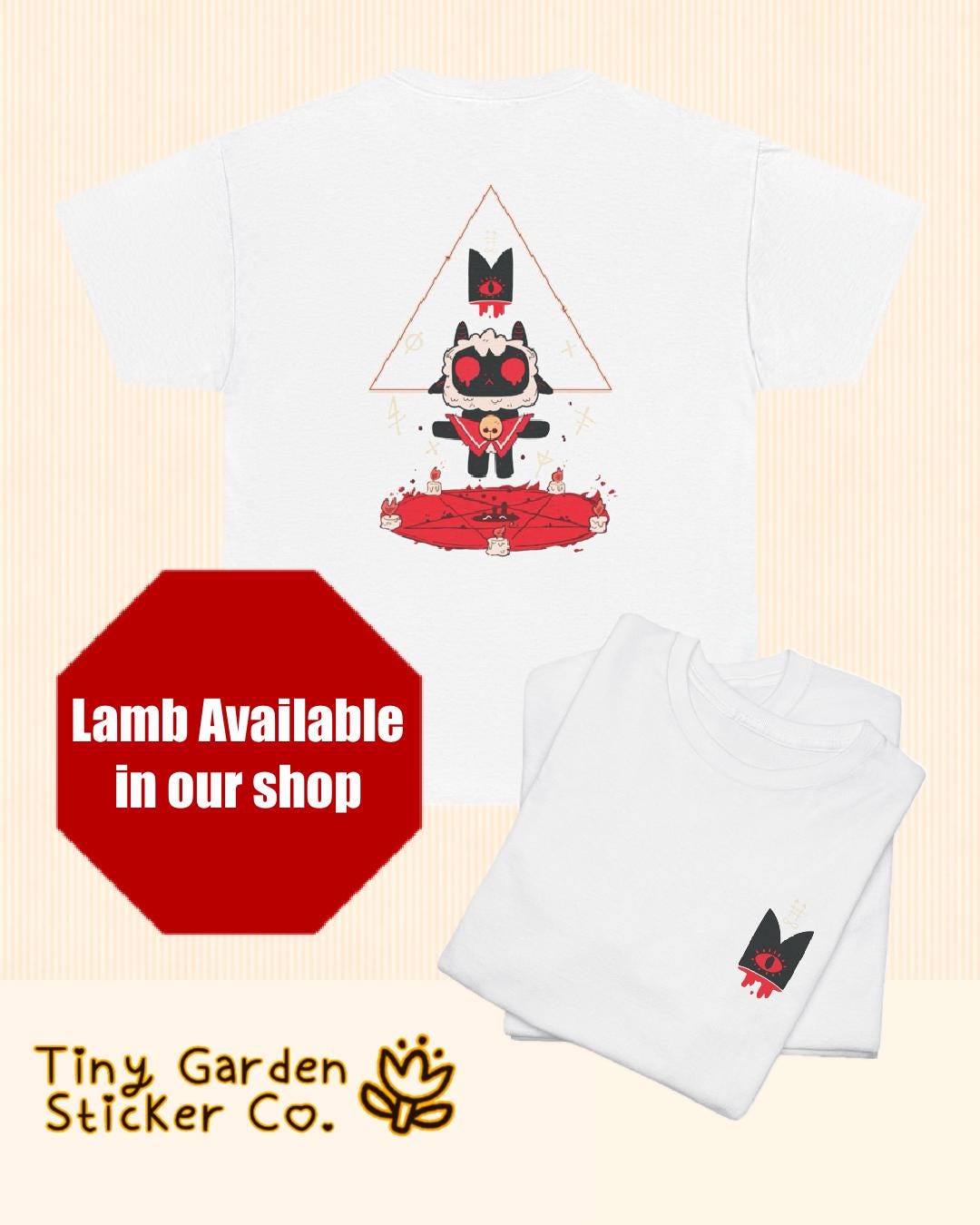 Cult of the Lamb - Blood Ritual (Goat Version) Unisex T-Shirt | COTL Inspired Graphic Tee, Occult Back Print, Crown Chest Detail
