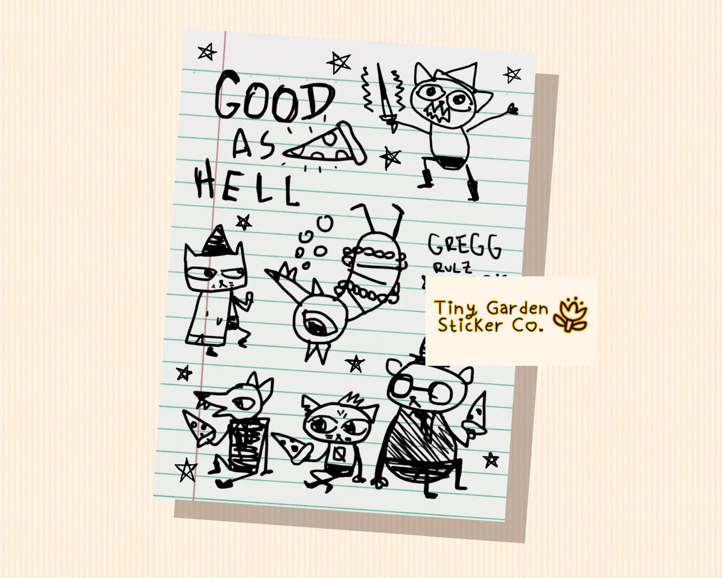 Night in the Woods Mae's Notebook Sticker Sheet | Nostalgic Stickers for Fans of NITW Cozy Gaming Pizza Party and Silly Stuff Background