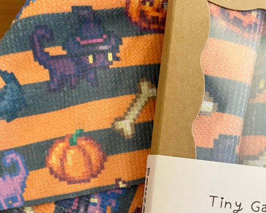 Halloween Cats Collection — Stardew Valley Inspired Microfiber Cloth Set | Black and Purple Iridium Witch Hat Cats Design, Set of 4, 12x12