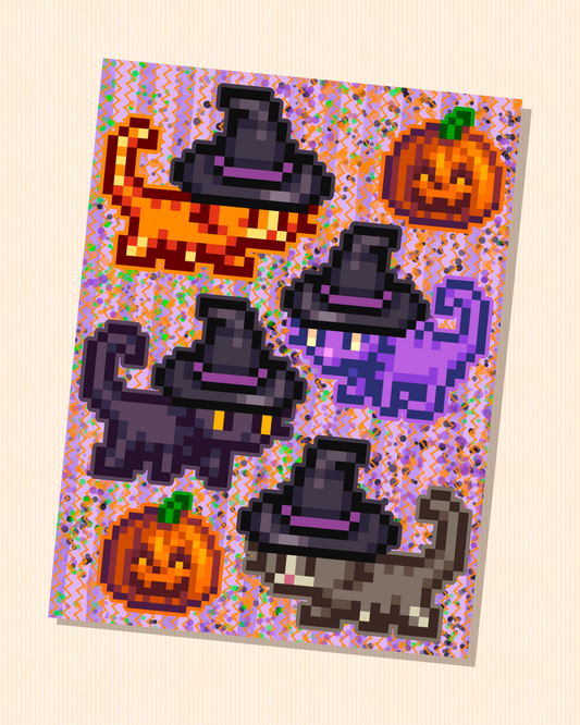 Witch Hat Cats | Stardew Valley Sticker Sheet