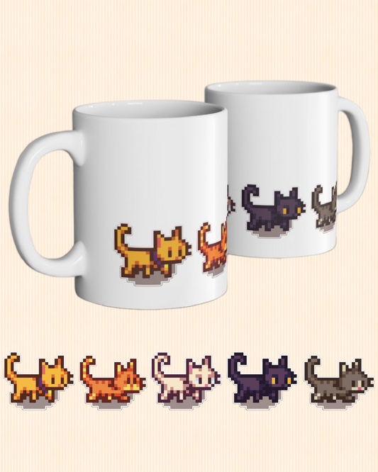 Cat Parade! Sticker Style Printed Mug