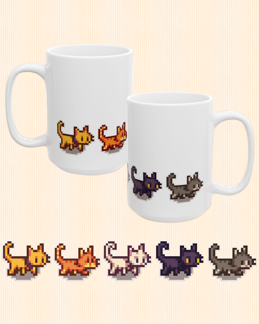 Cat Parade! Sticker Style Printed Mug