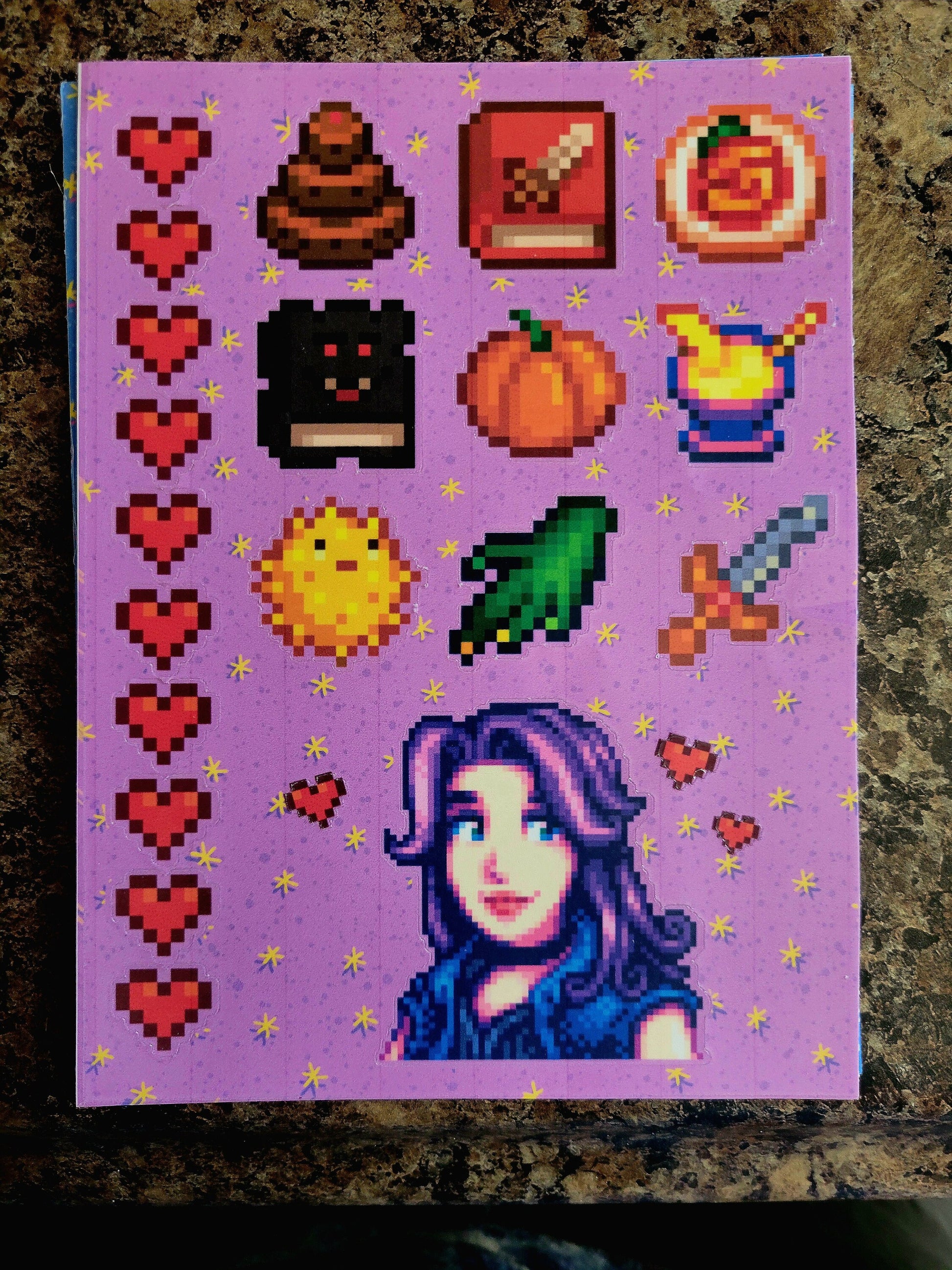 Stardew Valley - Abigail Character Personality Sticker Sheet | SDV Sticker - Goth Girlfriend - Creepy Cute