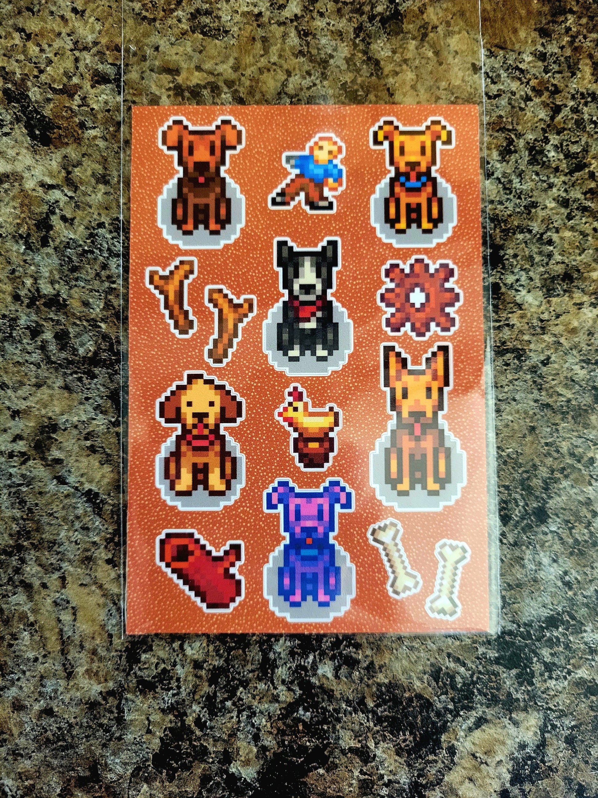 Stardew Valley Dogs Sticker Sheet | Adorable SDV Pet - Cute Gamer Decor, Planners, Gifts 6 Unique Breeds Terrier Hound Shepard Farm Puppy