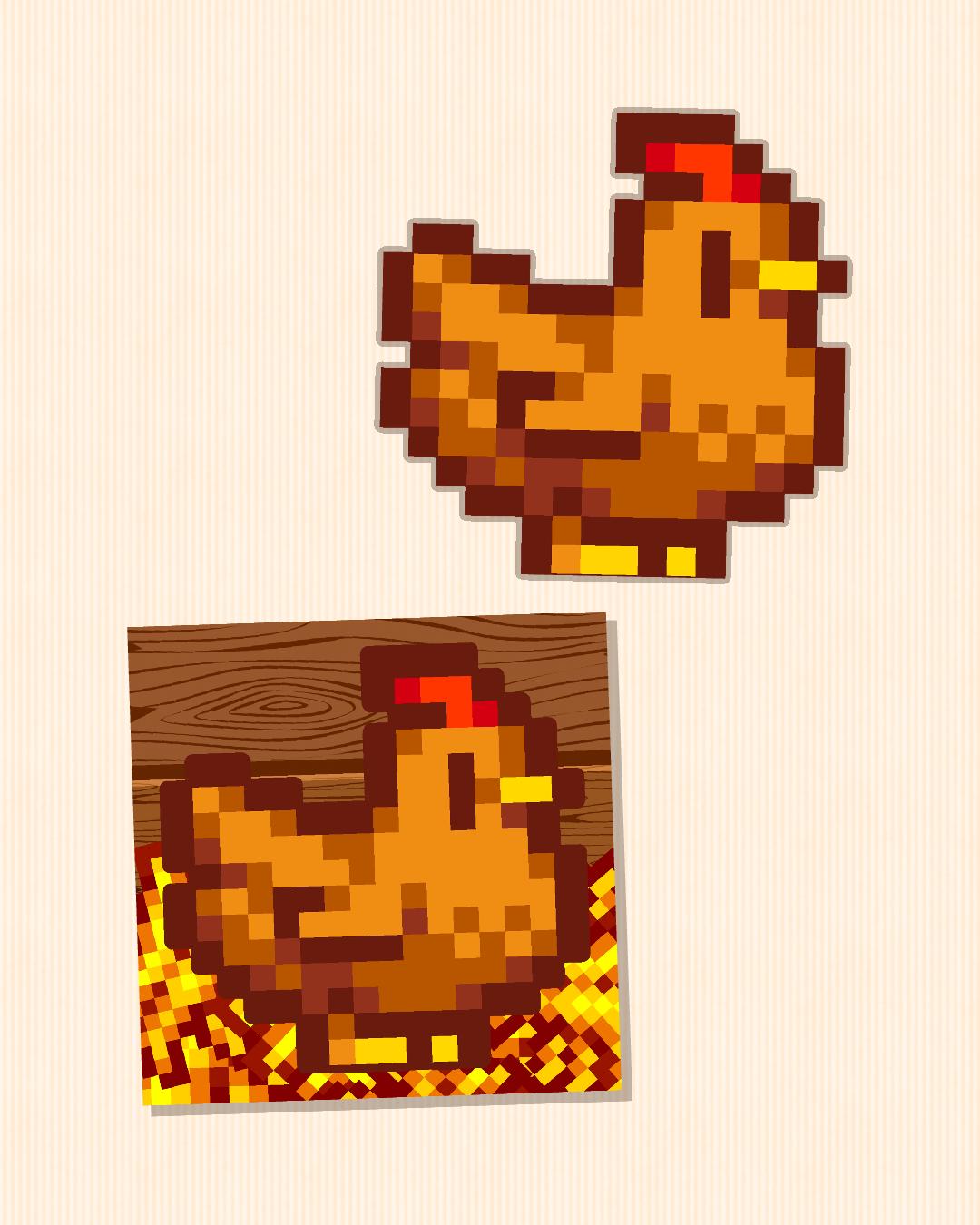 Stardew Valley Chicken Large Size Brown Stickers Big Decal