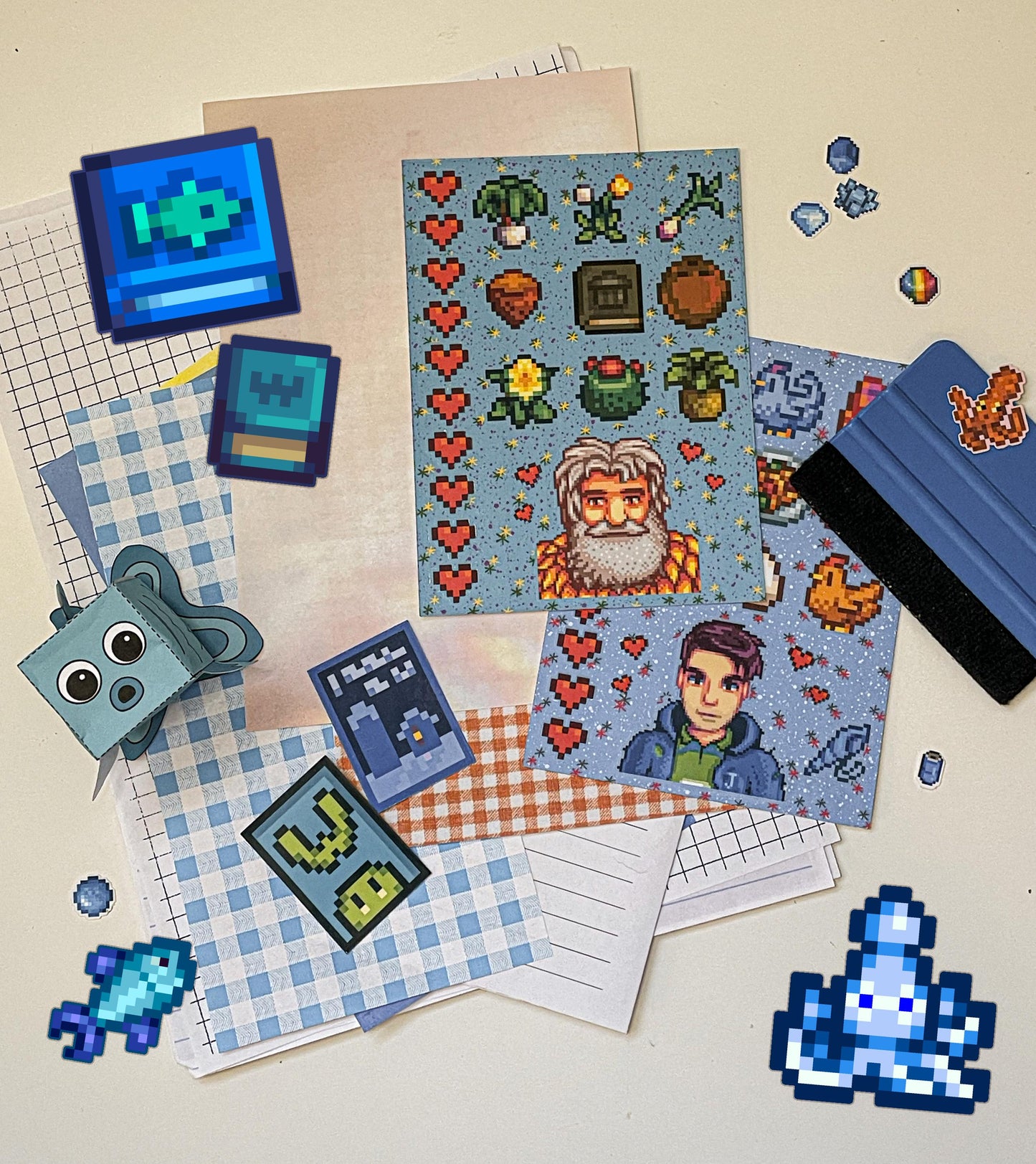 Stardew Valley - Linus Character Personality Sticker Sheet | SDV Linus Stickers with Foraged Foods, Cookbook Book | Nature Lover Gift Idea