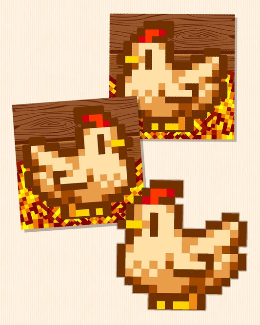 Stardew Valley Chicken Large Size White Stickers Big Decal