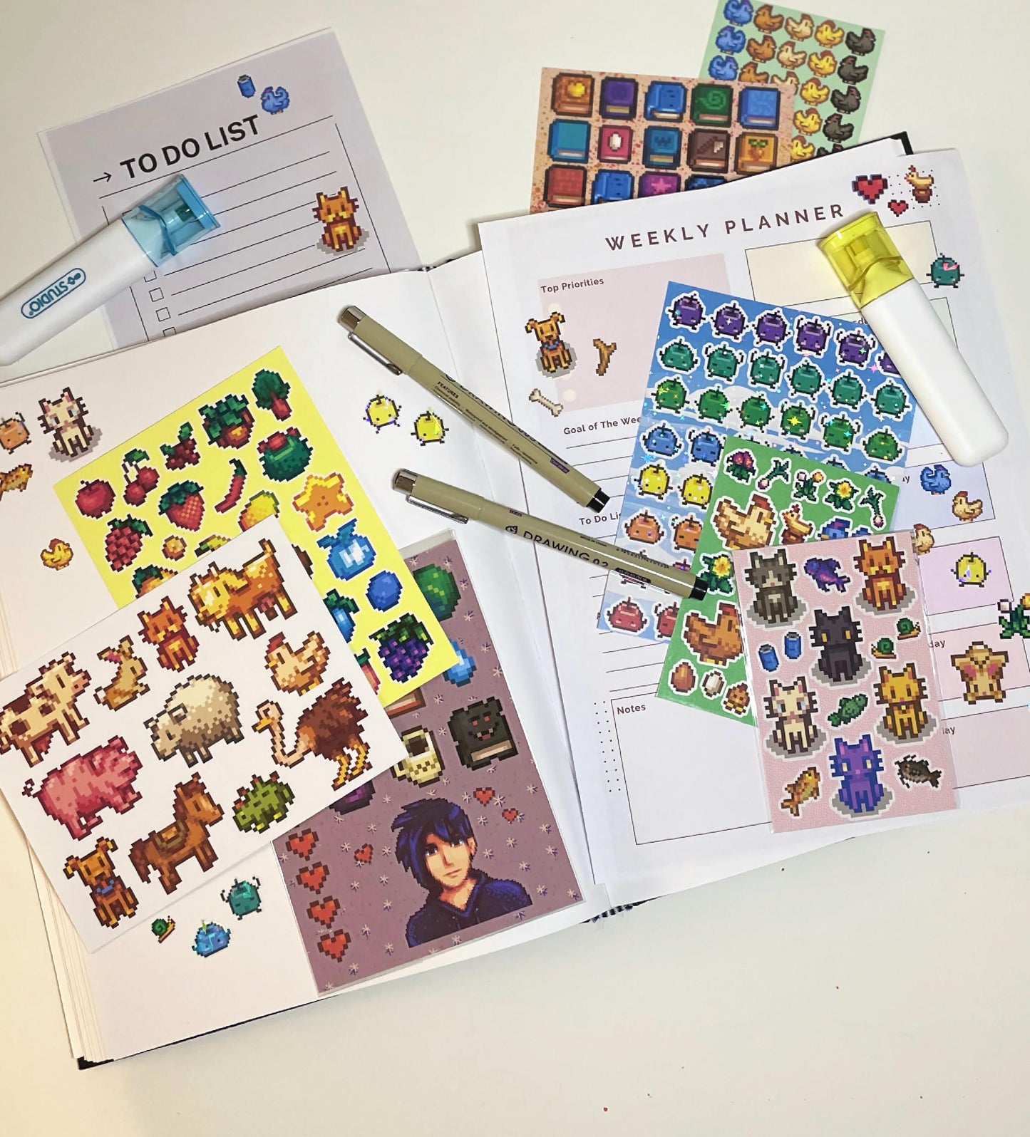 Stardew Valley Cats Sticker Sheet | Adorable SDV Cat Stickers for Decor, Planners, Gifts & More - Includes 6 Unique Cat Designs