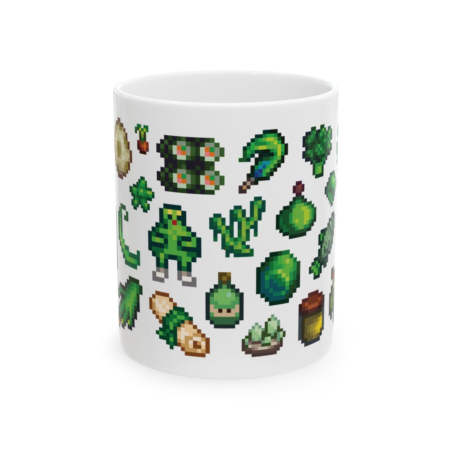 Stardew Valley Green Aesthetic Mug - Dinosaur, Sushi, Crops, Strange Doll, Wumpus, Funny Fish, Green Tea