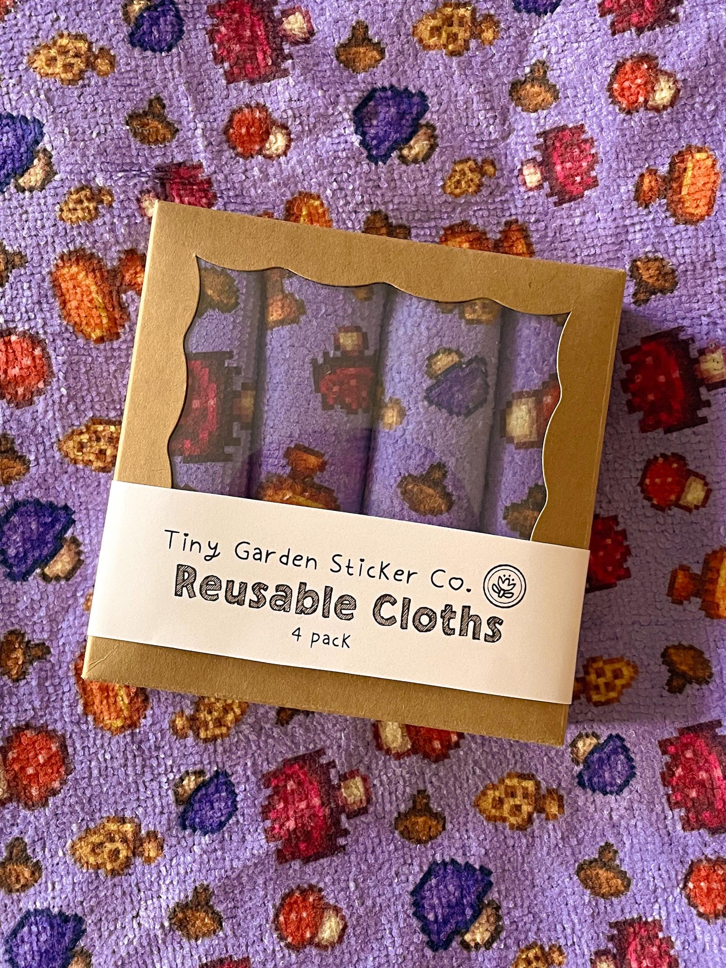 Mushrooms & Fungi Collection — Stardew Valley Inspired Microfiber Cloth Set | Enchanted Foraging Design, Set of 4, 12x12