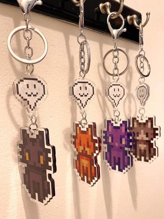 Stardew Valley Tan Cat Keychain Charm | Double-Sided Emotion Bubble Accessory