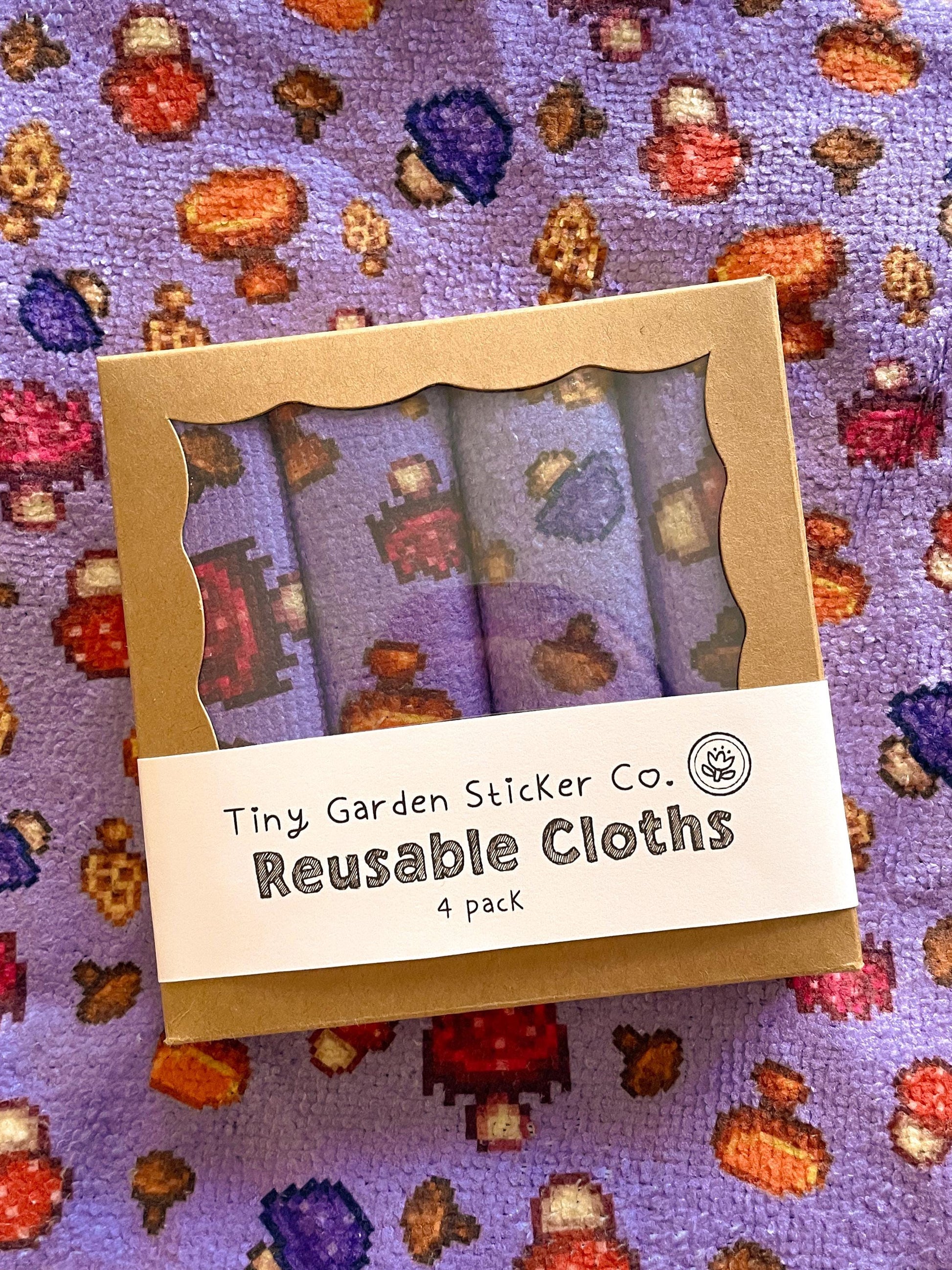 Mushrooms & Fungi Collection — Stardew Valley Inspired Microfiber Cloth Set | Enchanted Foraging Design, Set of 4, 12x12