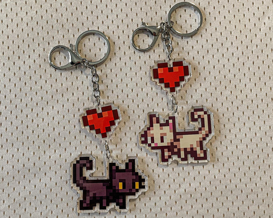 Stardew Valley Black and White Cat Key Chain Bag Charm | Double-Sided Cat Accessory - Cute Kitten