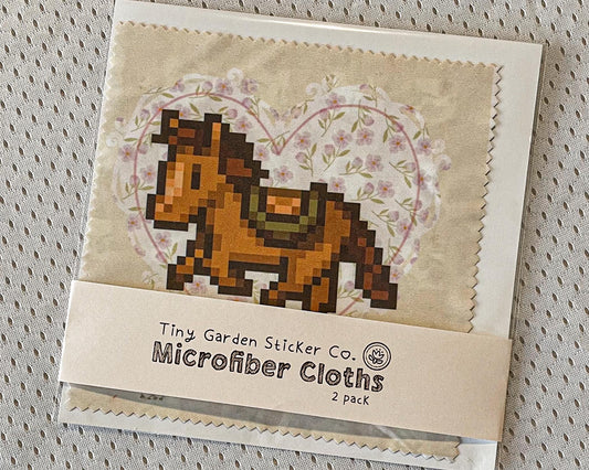 Stardew Valley Horse Microfiber Cloth Set | 2 Double-Sided 5.5" Cloths for Glasses, Screens & Cozy Cleanup