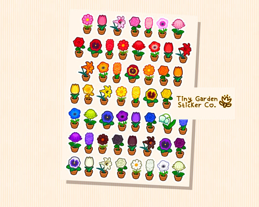 ACNH Flower Collection - Animal Crossing New Horizons Sticker Sheet - Potted Plants Hybrid Flowers - 54 Stickers