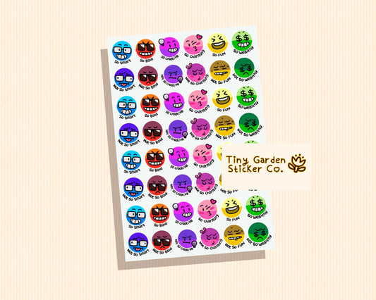 Monster Prom Emoji Sticker Sheet - Cheeky Emote Minis Perfect for Journals Planners