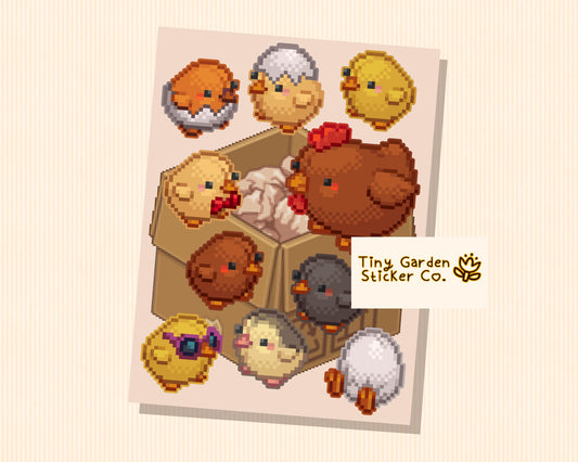 Unpacking Chicken Family Stickers - Gaming Sticker Sheet - Unique Collection of Chicks