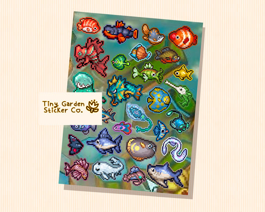 One Lonely Outpost Fish Sticker Sheet – Cute Unique Stickers for Journals, Planners, and Gifts - Cozy Gaming Decor